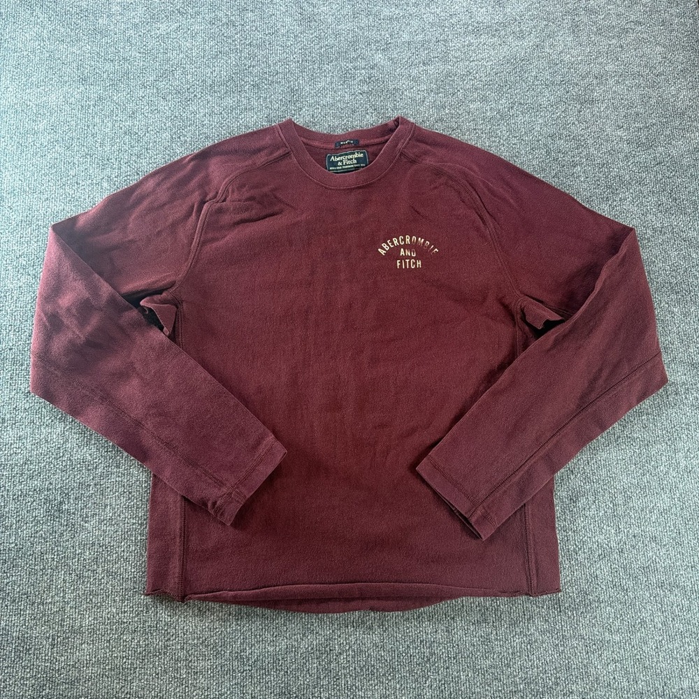 Y2K Abercrombie & Fitch Mens XL Muscle Long Sleeve Sweatshirt Burgundy Maroon‎